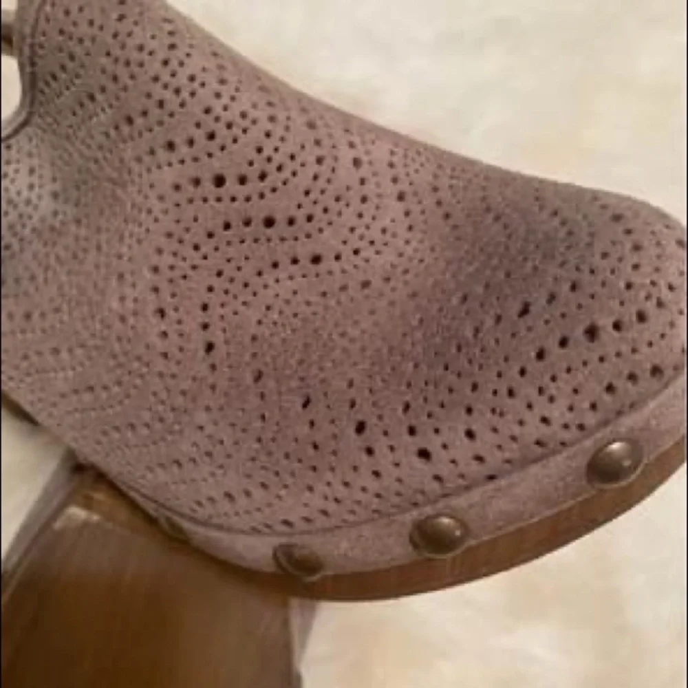 Eric Michael | Women's Brown Embellished Studded Lasercut Julia Clogs Heels